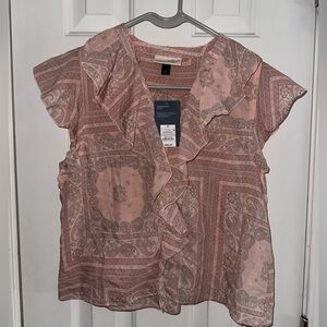 Paisley Ruffle Blouse Pink Bandana, Universal Thread Size Small -Pretty Boho NWT